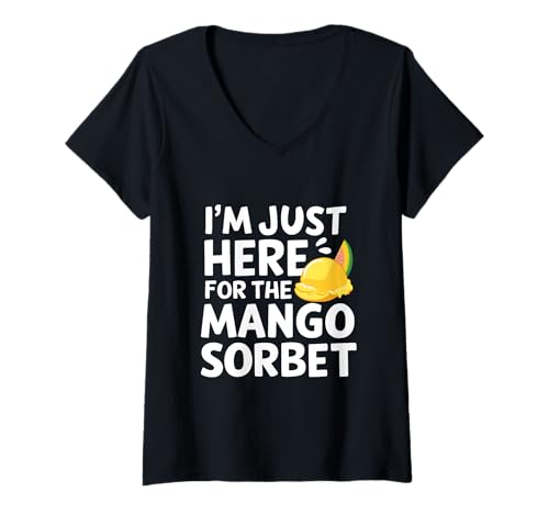 Damen Ich Bin nur für den Mango Sorbet Island Fruit Dessert Shop Hier T-Shirt mit V-Ausschnitt Damen Ich Bin nur für den Mango Sorbet Island Fruit Dessert Shop Hier T-Shirt mit V-Ausschnitt von Mango Sweet Treats