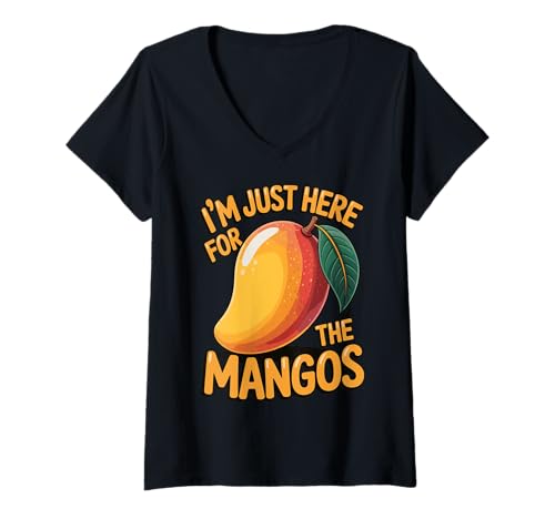 Damen I'm Just Here for The Mangoes T-Shirt mit V-Ausschnitt Damen I'm Just Here for The Mangoes T-Shirt mit V-Ausschnitt von Mango liebhaber Obst