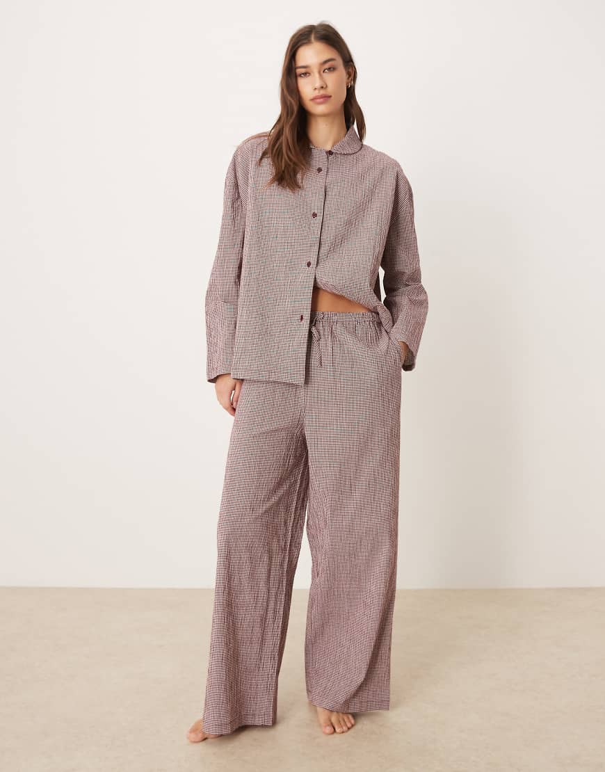 Mango - 2-teiliger Pyjama in Kirschrot mit Vichy-Karos von Mango