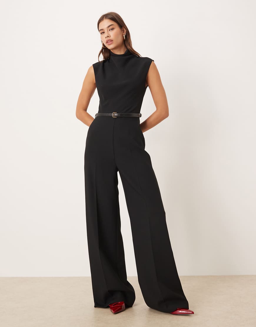Mango - Ärmelloser Jumpsuit in Schwarz mit Gürtel von Mango