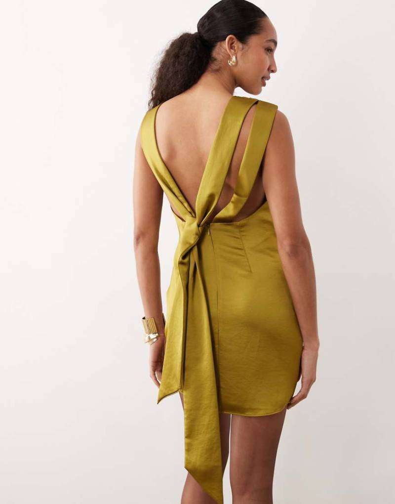 Mango - Ärmelloses, gerafftes Minikleid in Gelb von Mango