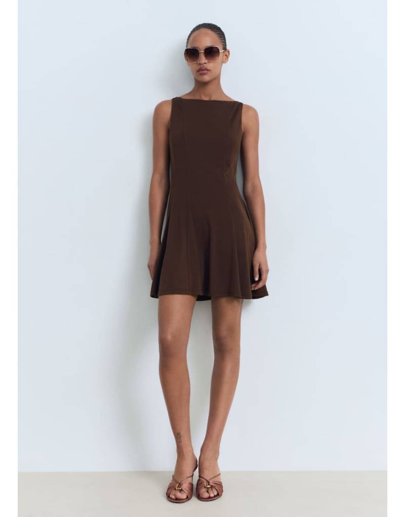 Mango - Ärmelloses Minikleid aus Baumwollmix in Braun mit Faltendetail-Schwarz von Mango