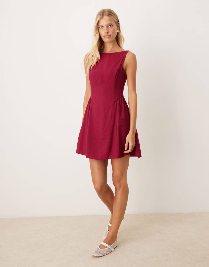 Mango - Ärmelloses Minikleid in Rot mit tiefer Taille von Mango
