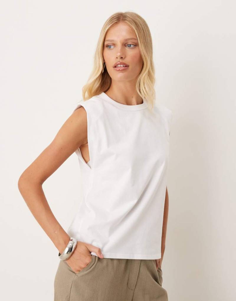 Mango - Ärmelloses T-Shirt aus Baumwolle in Weiß von Mango