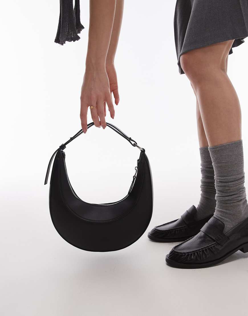 Mango - Abgerundete Schultertasche in Schwarz von Mango