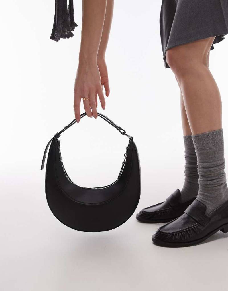 Mango - Abgerundete Schultertasche in Schwarz von Mango