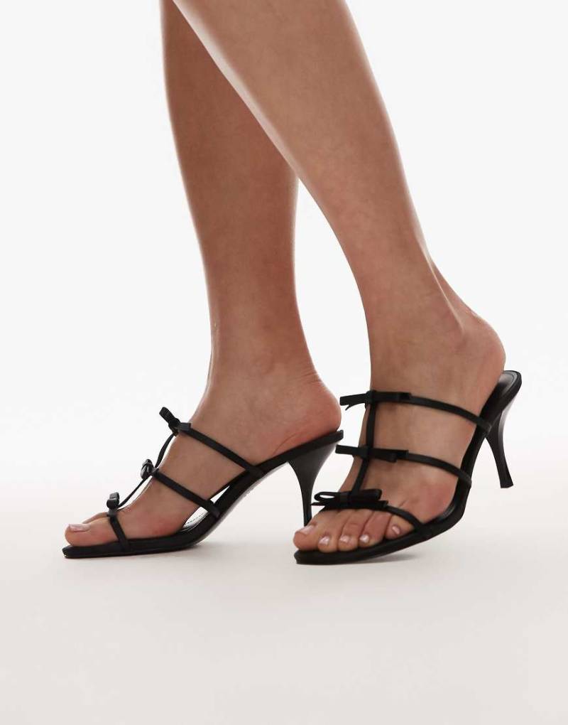 Mango - Absatz-Sandaletten in Schwarz zum Hineinschlüpfen mit Schleifendetails von Mango