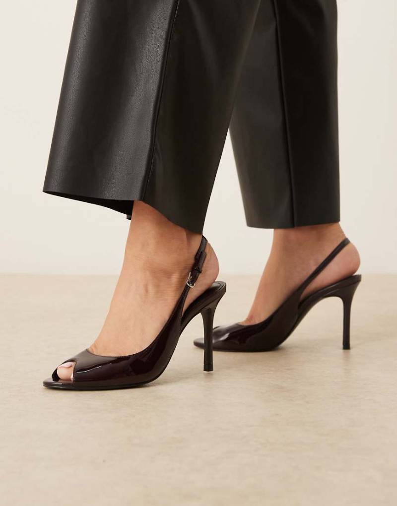 Mango - Absatzschuhe in Kirschrot mit offener Zehenpartie und Fersenriemen von Mango