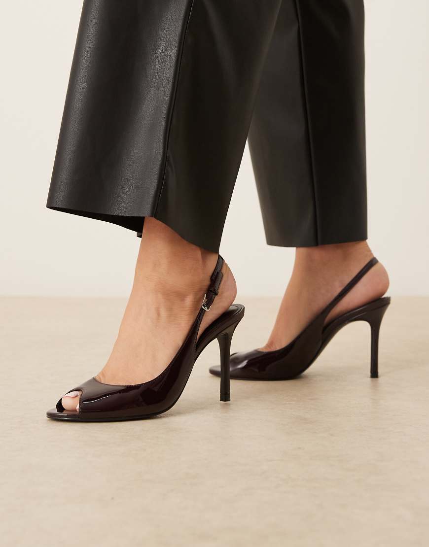 Mango - Absatzschuhe in Kirschrot mit offener Zehenpartie und Fersenriemen von Mango