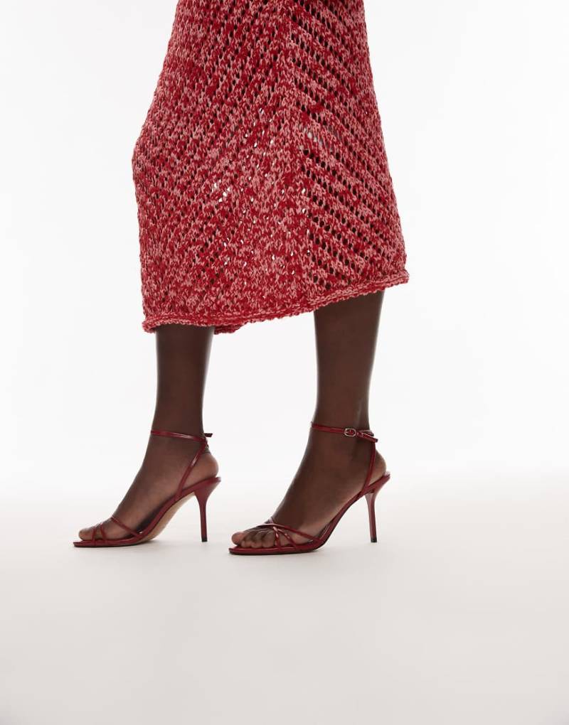 Mango - Absatzschuhe in Rot mit überkreuzten Riemen von Mango