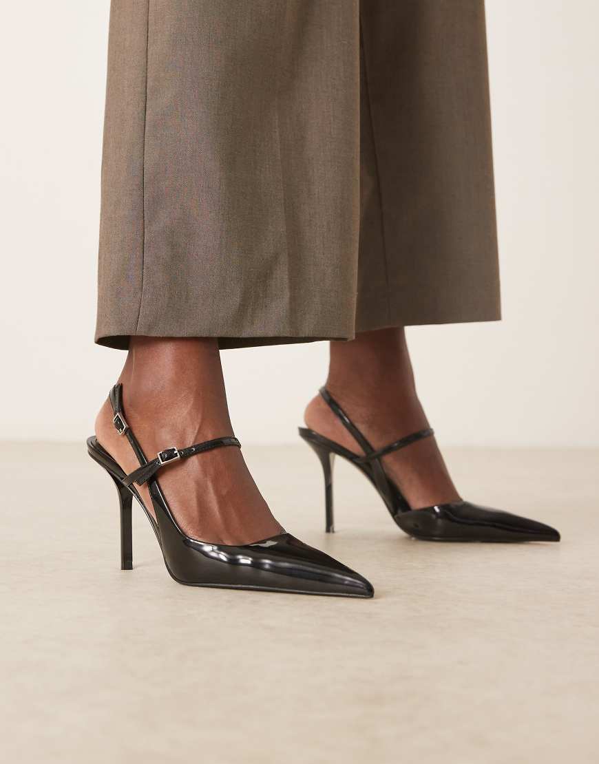 Mango - Absatzschuhe in Schwarz mit überkreuztem Fersenriemen von Mango