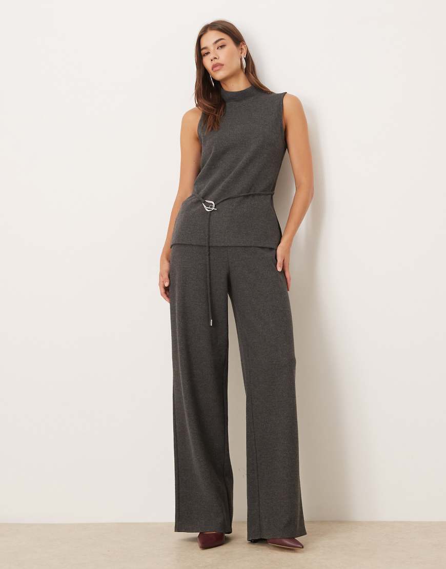 Mango - Ancona - Gerade geschnittene Hose in Grau, Kombiteil von Mango