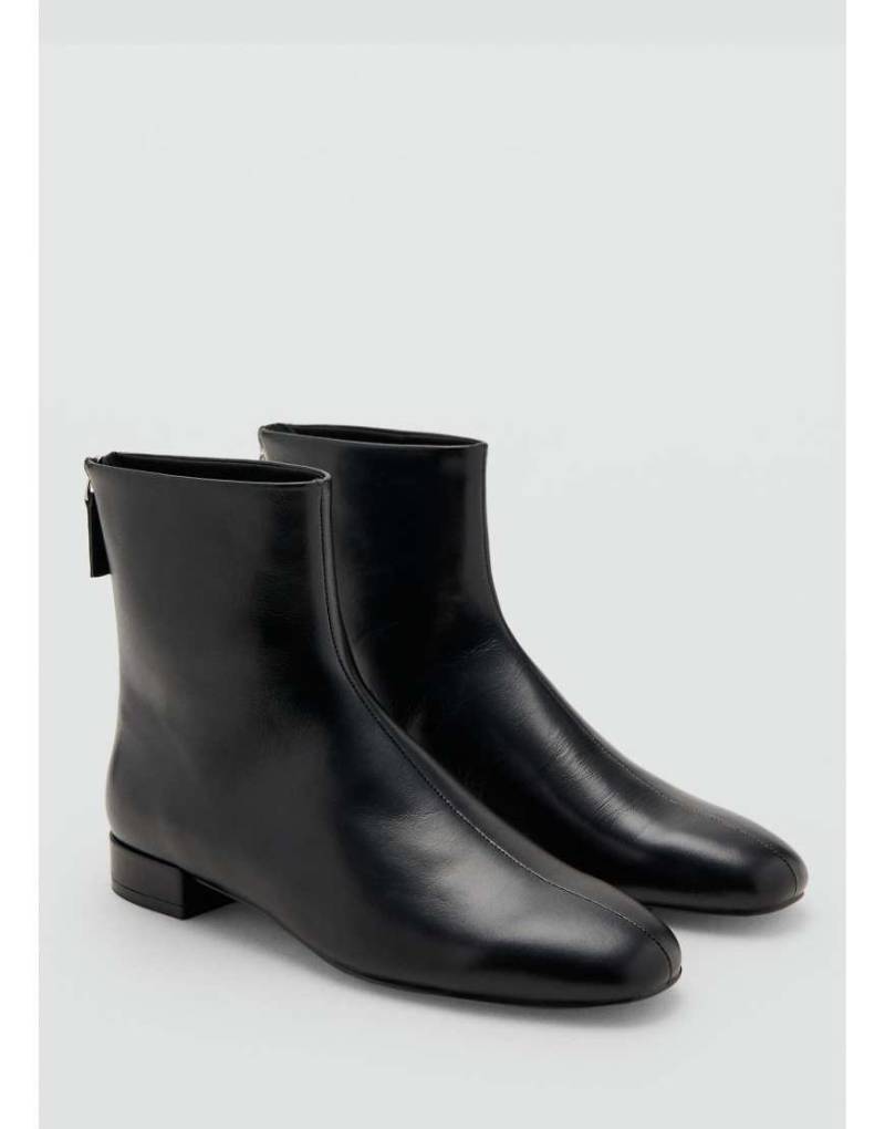 Mango - Ankle-Boots aus Leder in Schwarz mit runder Zehenpartie von Mango