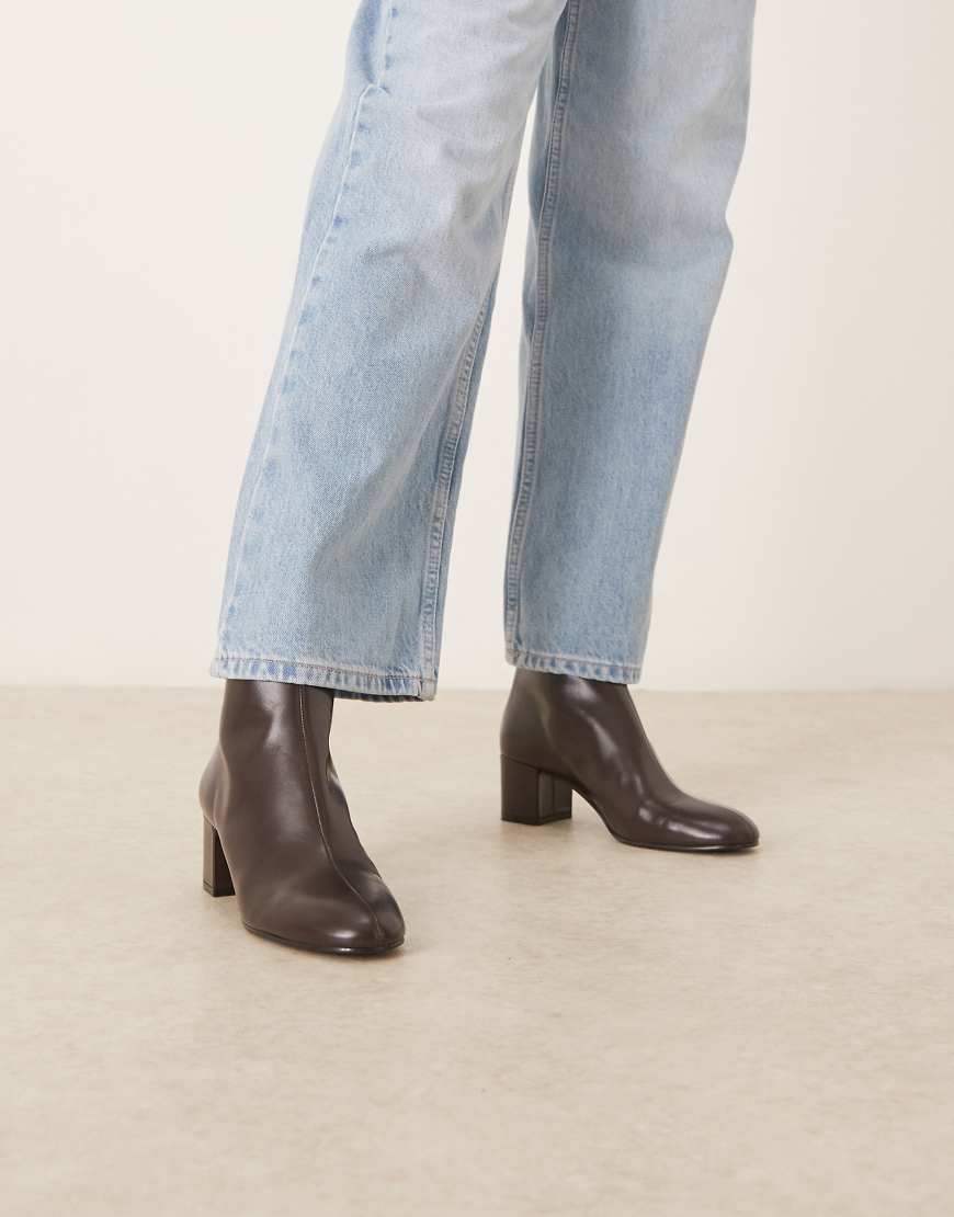 Mango - Ankle-Boots in Dunkelbraun mit Reißverschlussdetail und Absatz-Brown von Mango
