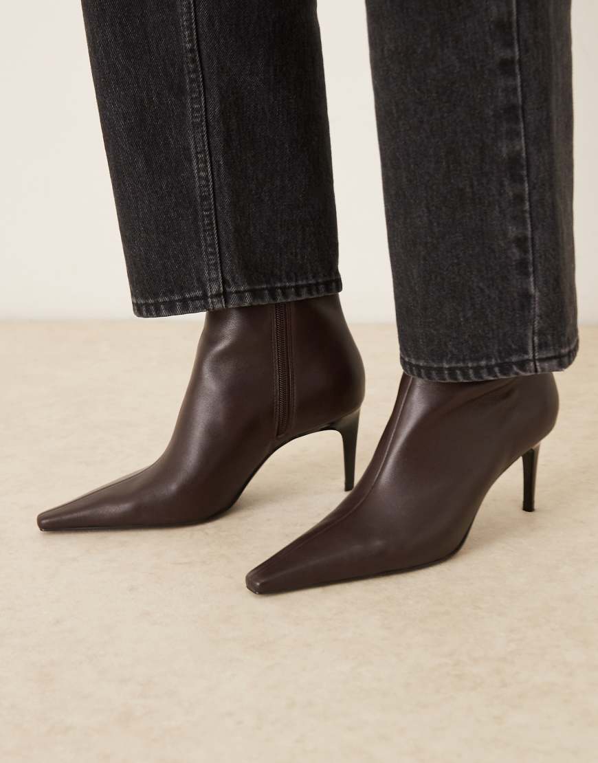 Mango - Ankle-Boots in Dunkelbraun mit Stiletto-Absatz-Brown von Mango
