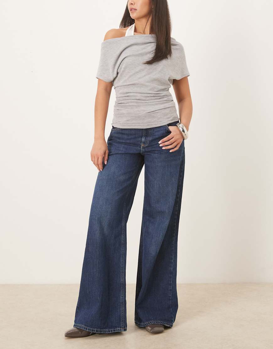 Mango - Annie - Weite Jeans aus reiner Baumwolle in Dunkelblau von Mango