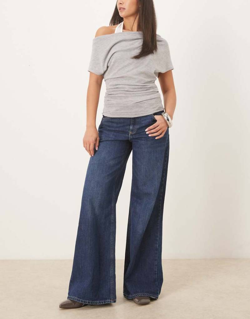 Mango - Annie - Weite Jeans aus reiner Baumwolle in Dunkelblau von Mango