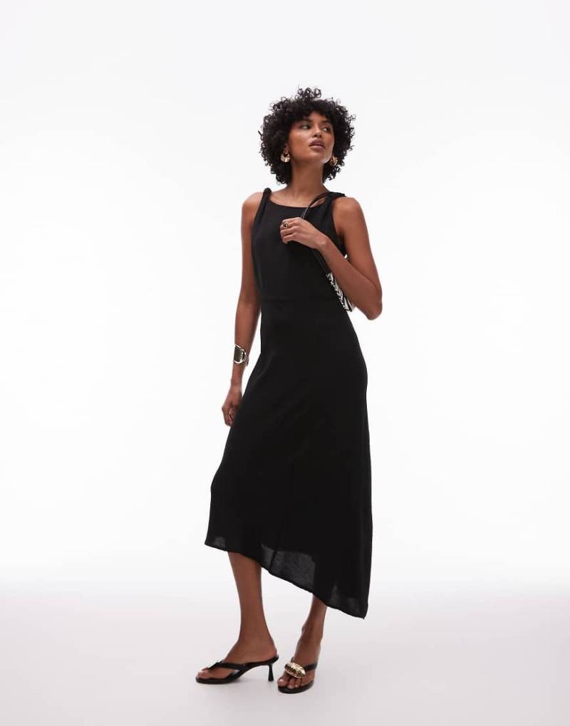 Mango - Asymmetrisches, ärmelloses Maxikleid in Schwarz von Mango