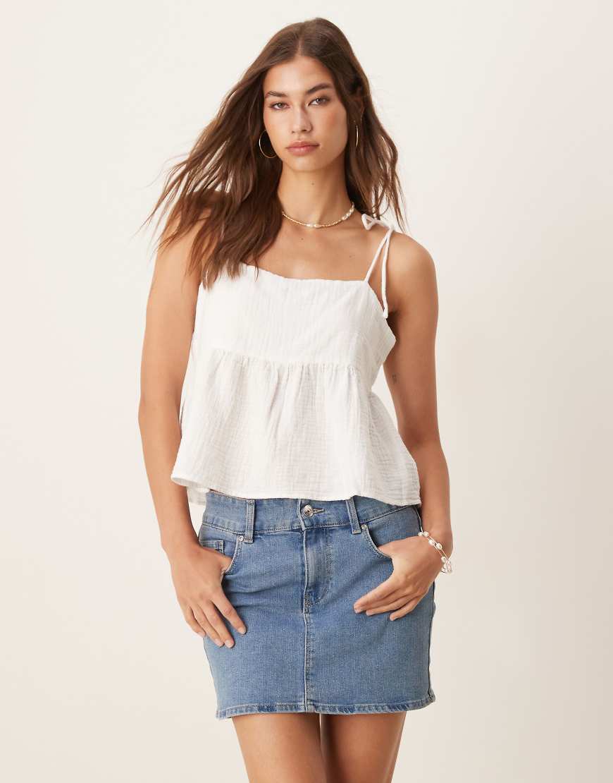 Mango - Babydoll-Camisole aus Baumwolle in Weiß Mango - Babydoll-Camisole aus Baumwolle in Weiß von Mango