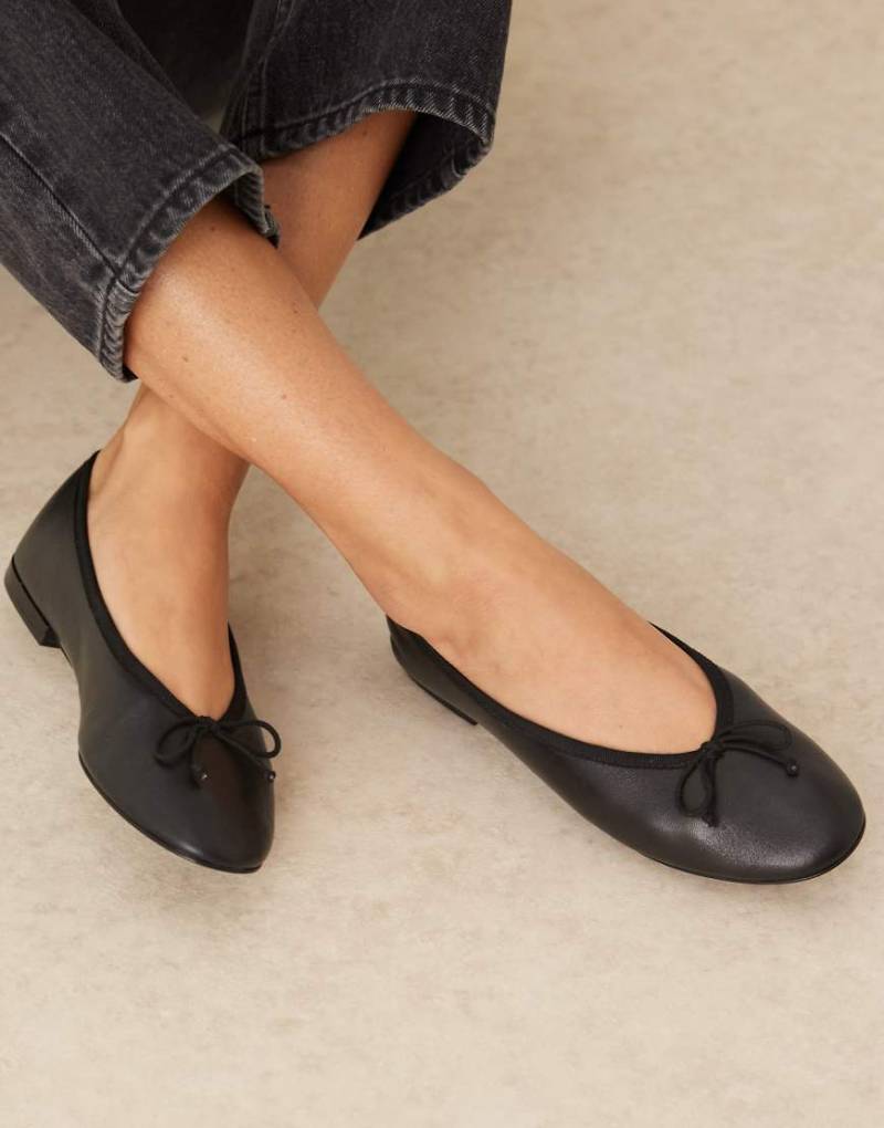 Mango - Ballerinas aus Leder in Schwarz von Mango