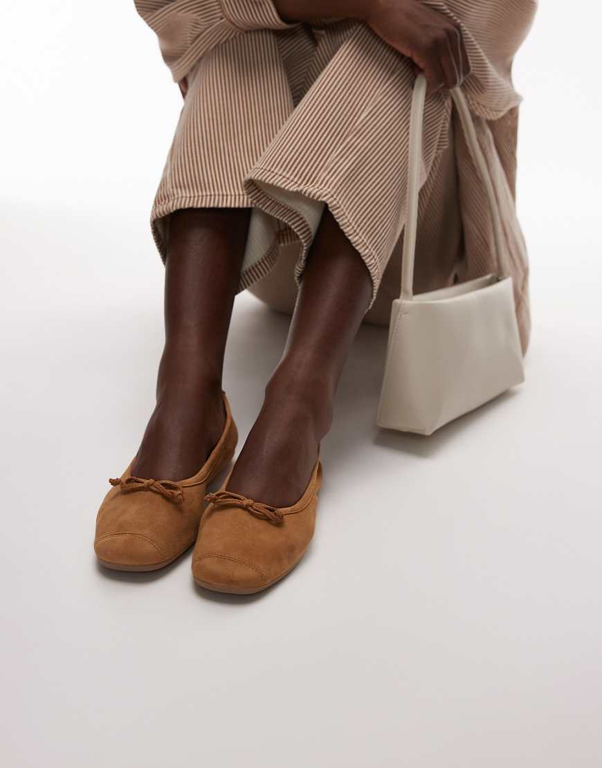 Mango - Ballerinas aus Wildleder in Hellbraun von Mango