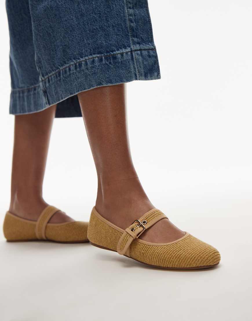 Mango - Ballerinas in Hellbraun mit Webstruktur Mango - Ballerinas in Hellbraun mit Webstruktur von Mango