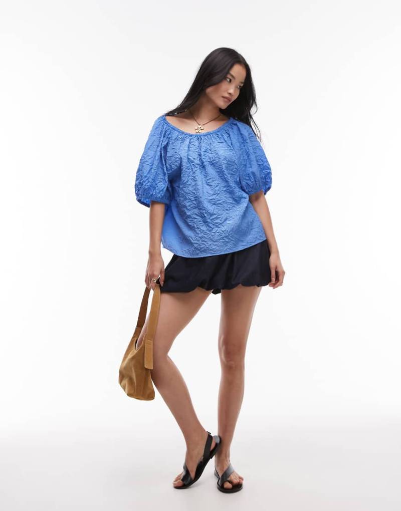 Mango - Mini-Jeansrock aus weichem Baumwollmix in Indigoblau mit Ballonsaum von Mango