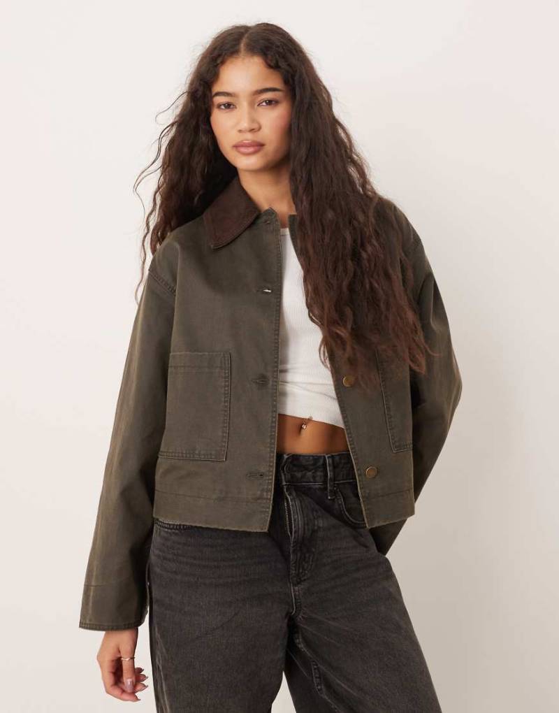 Mango - Barn-Jacke aus Baumwollmix in Khaki-Grün Mango - Barn-Jacke aus Baumwollmix in Khaki-Grün von Mango