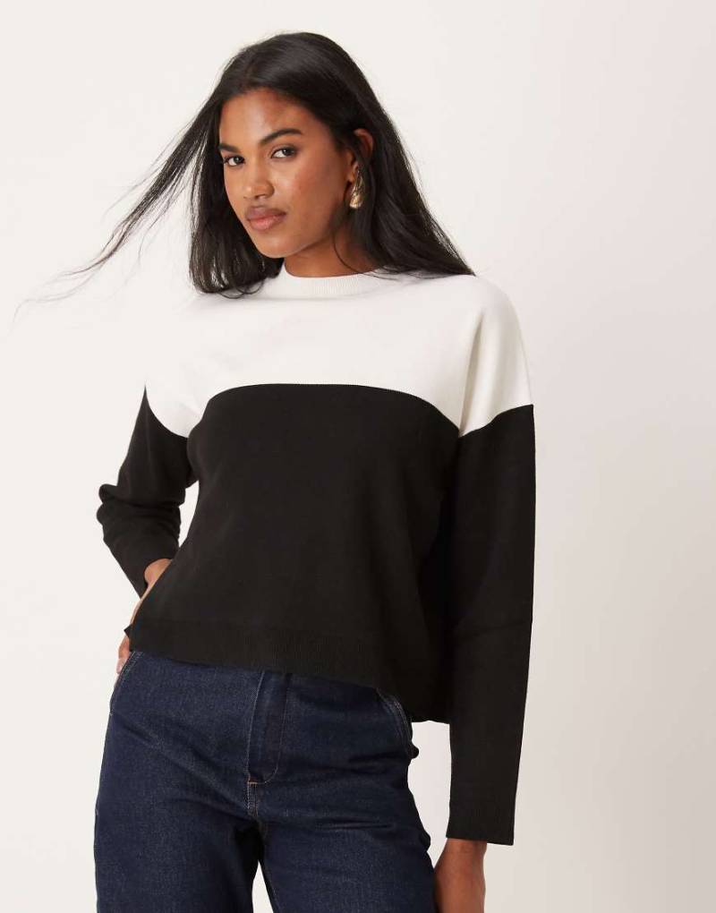 Mango - Basic-Pullover in Weiß mit Kontrast-Design von Mango