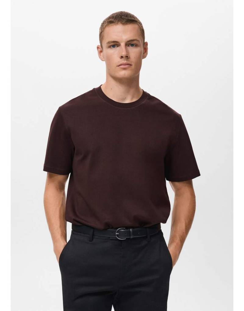 Mango - Baumwoll-T-Shirt in Dunkelrot von Mango