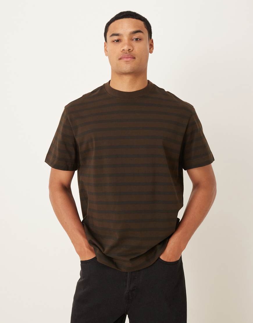 Mango - Baumwoll-T-Shirt mit Streifen in Braun und Schwarz von Mango