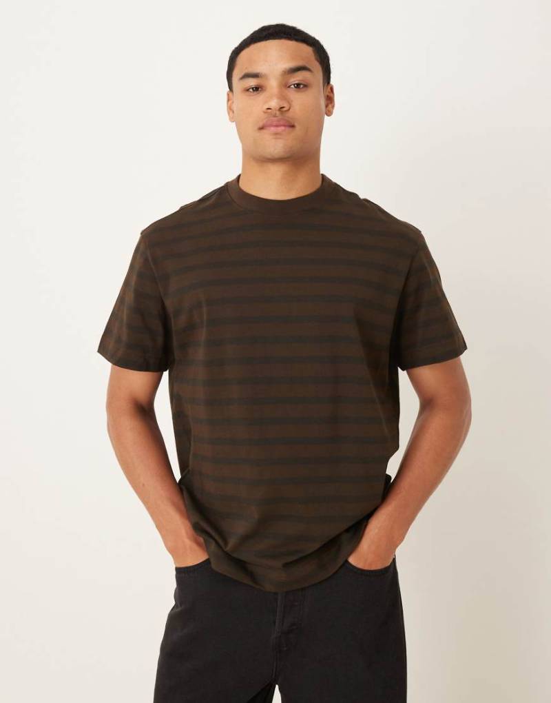 Mango - Baumwoll-T-Shirt mit Streifen in Braun und Schwarz von Mango