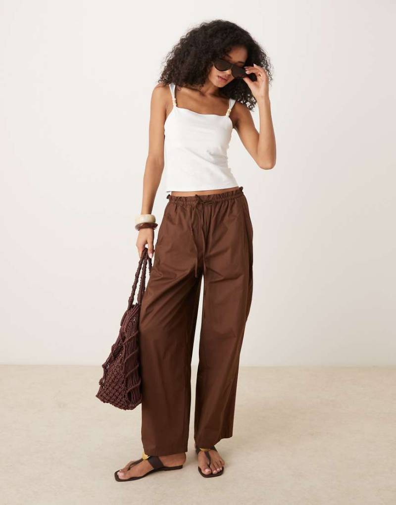Mango - Baumwollhose in Braun mit Tunnelzug-Taillenbund von Mango