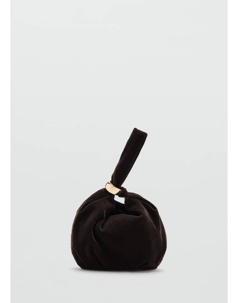 Mango - Beuteltasche aus Samt in Braun mit goldfarbenem Detail-Brown von Mango