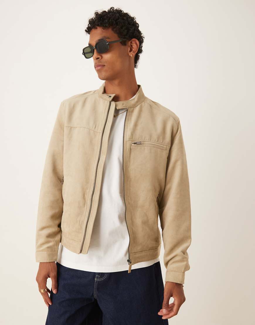 Mango - Bikerjacke aus Wildlederimitat in Beige-Neutral Mango - Bikerjacke aus Wildlederimitat in Beige-Neutral von Mango