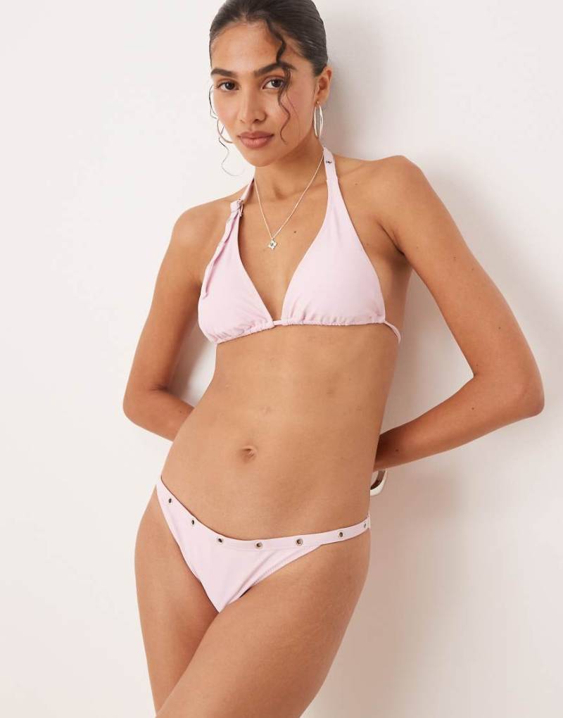 Mango - Bikinihose in Blassrosa mit Nietenbesatz von Mango