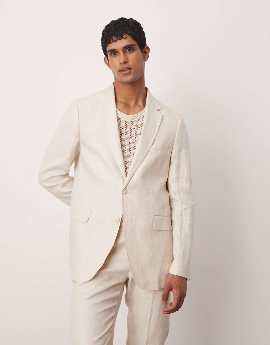 Mango - Blazer aus Flachs-Leinen in Hellbeige, Kombiteil-Neutral Mango - Blazer aus Flachs-Leinen in Hellbeige, Kombiteil-Neutral von Mango