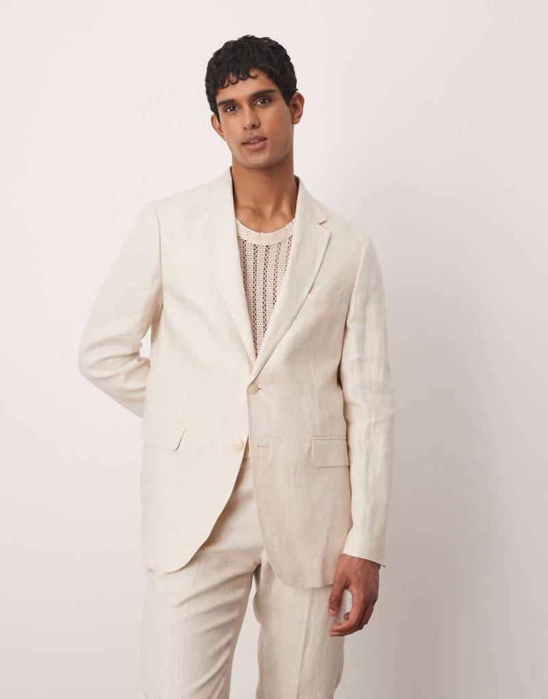 Mango - Blazer aus Flachs-Leinen in Hellbeige, Kombiteil-Neutral von Mango