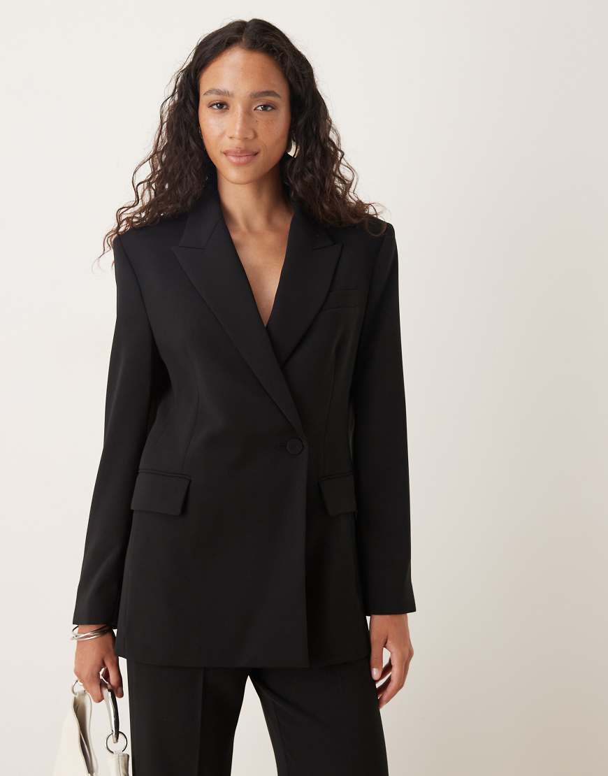 Mango - Blazer in Schwarz mit überkreuzter Knopfleiste, Kombiteil von Mango