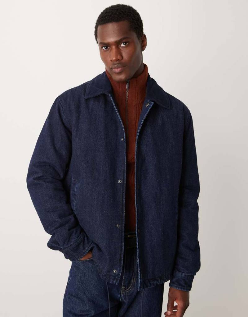 Mango - Bomberjacke aus Denim in dunkelblauer Waschung mit elastischem Detail von Mango
