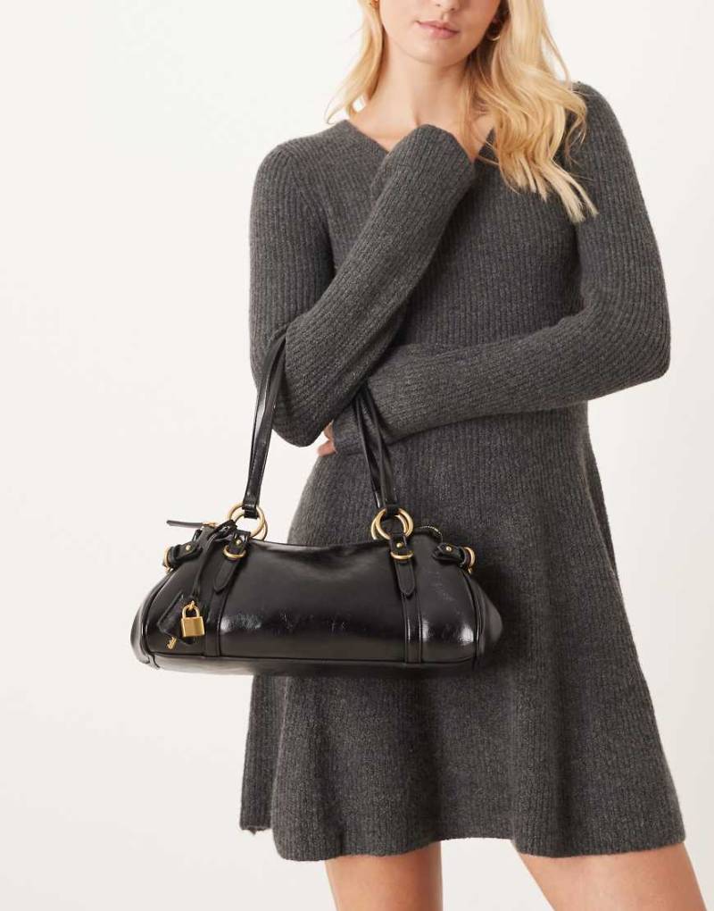 Mango - Bowling-Tasche aus Kunstleder in Schwarz mit Vorhängeschloss von Mango