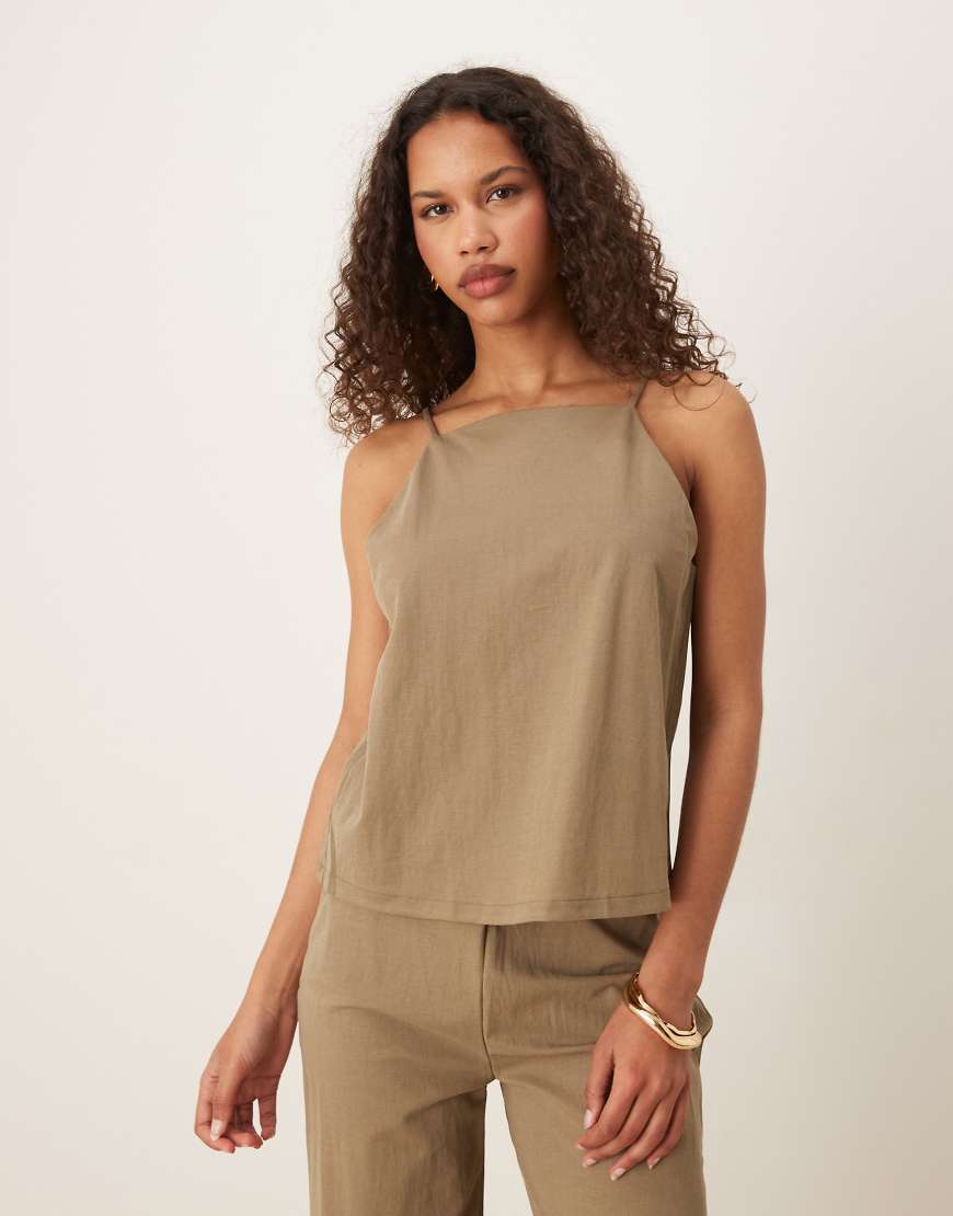 Mango - Camisole-Top aus Leinenmix in Beige, Kombiteil-Neutral von Mango