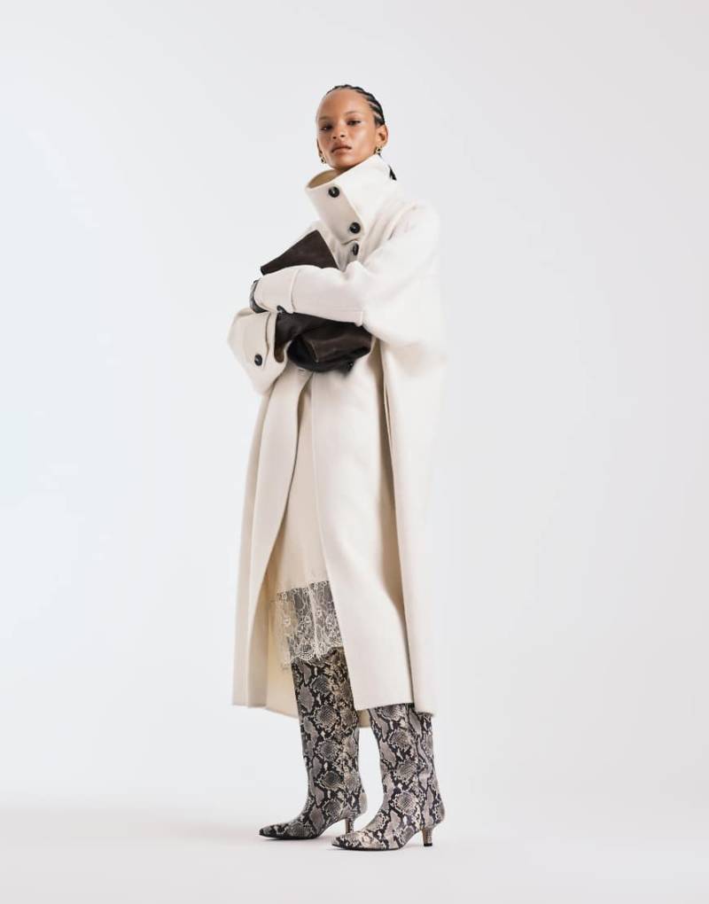 Mango - Capsule - Eleganter Maxi-Mantel aus Wollmix in Winterweiß von Mango