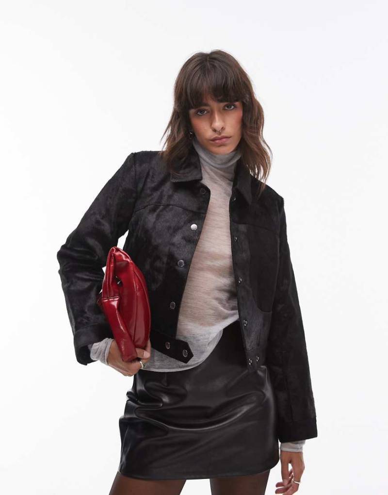 Mango - Capsule - Kastige Lederjacke in Schwarz von Mango