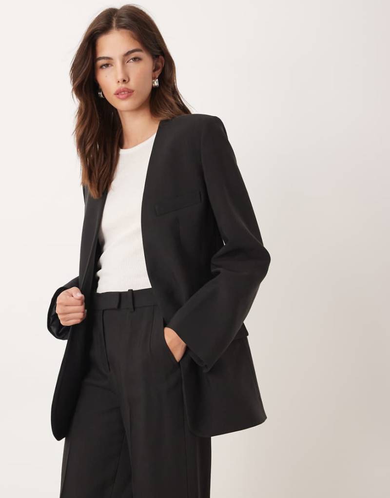 Mango - Capsule - Kragenloser Blazer in Schwarz, Kombiteil von Mango