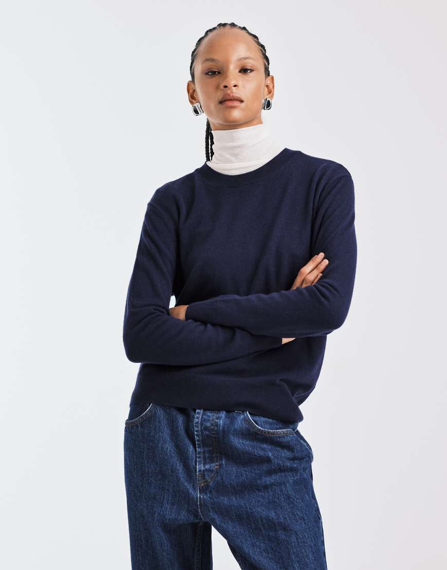 Mango - Capsule - Pullover aus 100% Wolle in Marineblau mit Rundhalsausschnitt von Mango