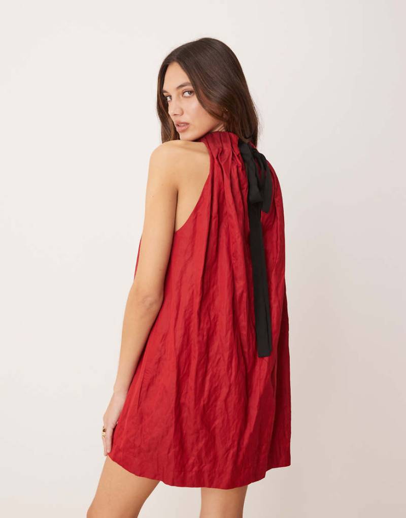 Mango - Capsule - Ramie-Minikleid in Kirschrot von Mango