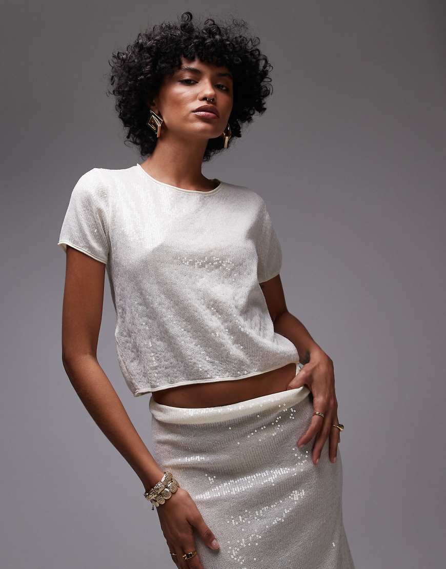 Mango - Capsule - Verziertes T-Shirt in Auster, Kombiteil-Neutral Mango - Capsule - Verziertes T-Shirt in Auster, Kombiteil-Neutral von Mango