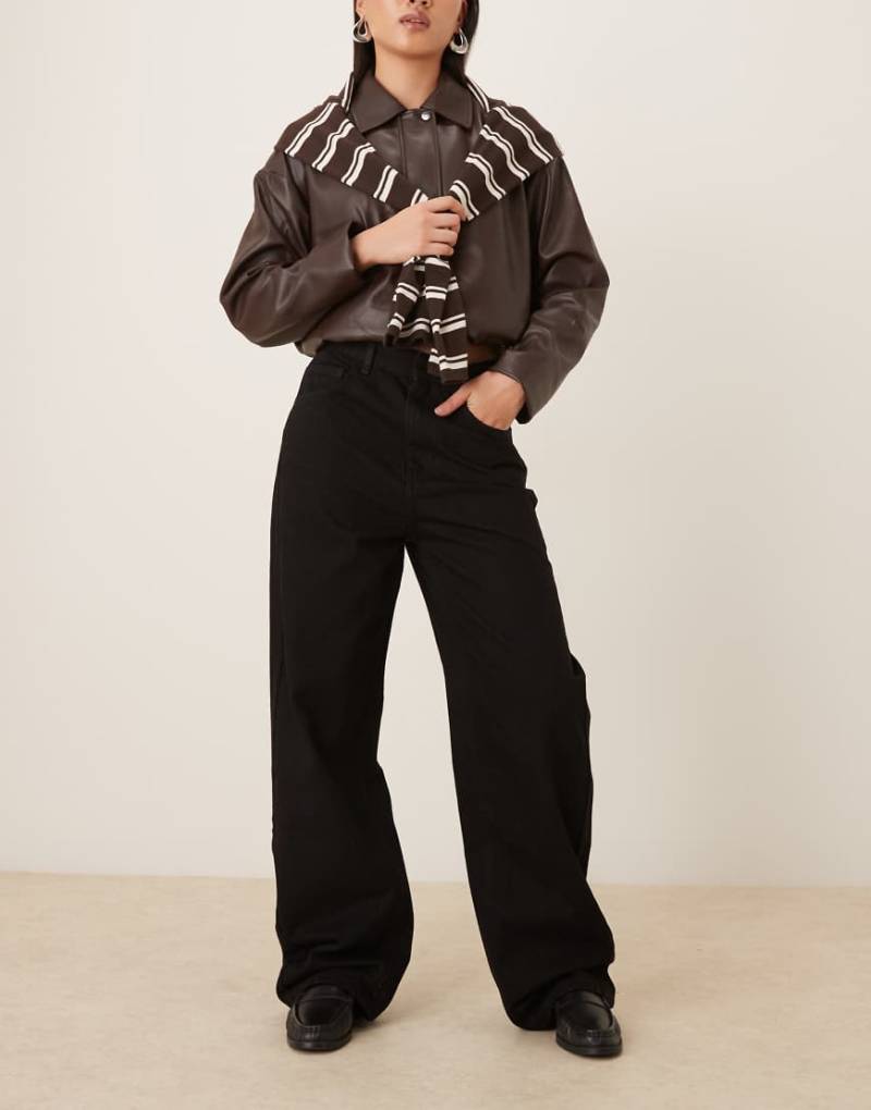 Mango - Carol - Weite Jeans aus 100% Baumwolle in Schwarz von Mango