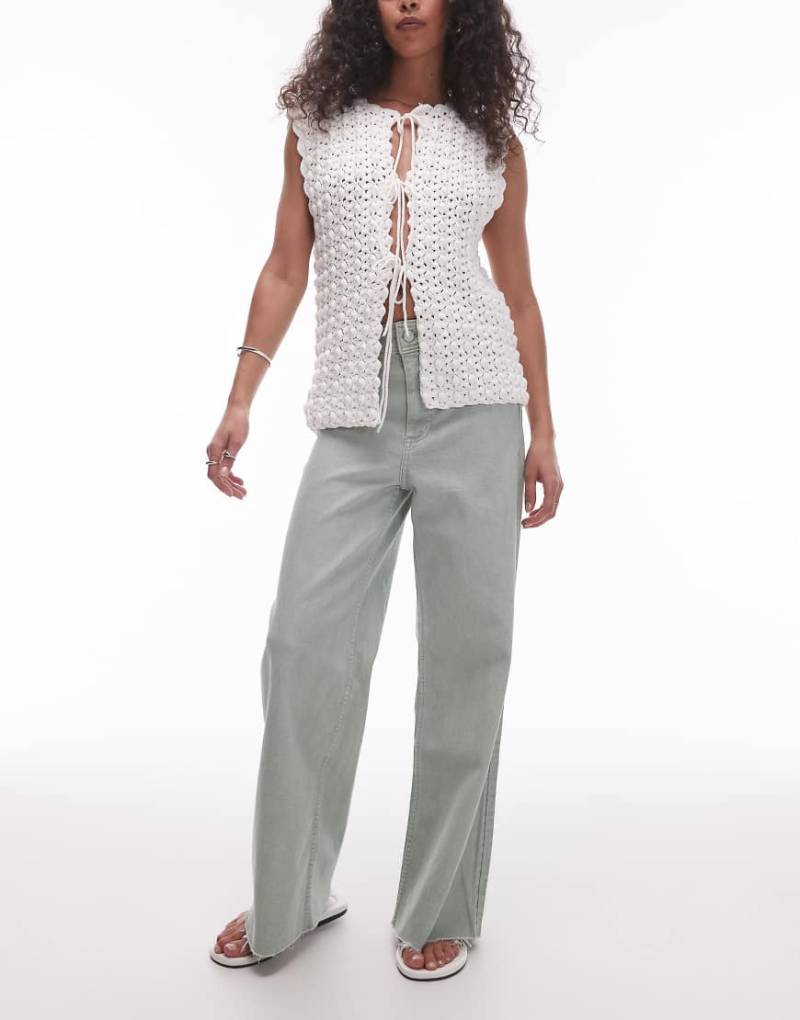 Mango - Catherin - Jeans in Salbeigrün mit weitem Bein von Mango